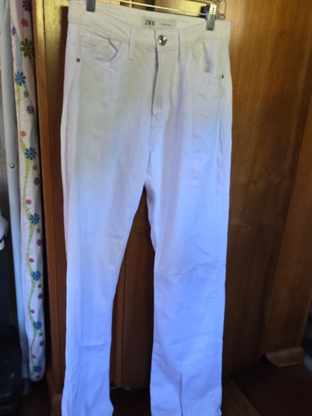 Zara White High-Rise Straight Leg Jeans
